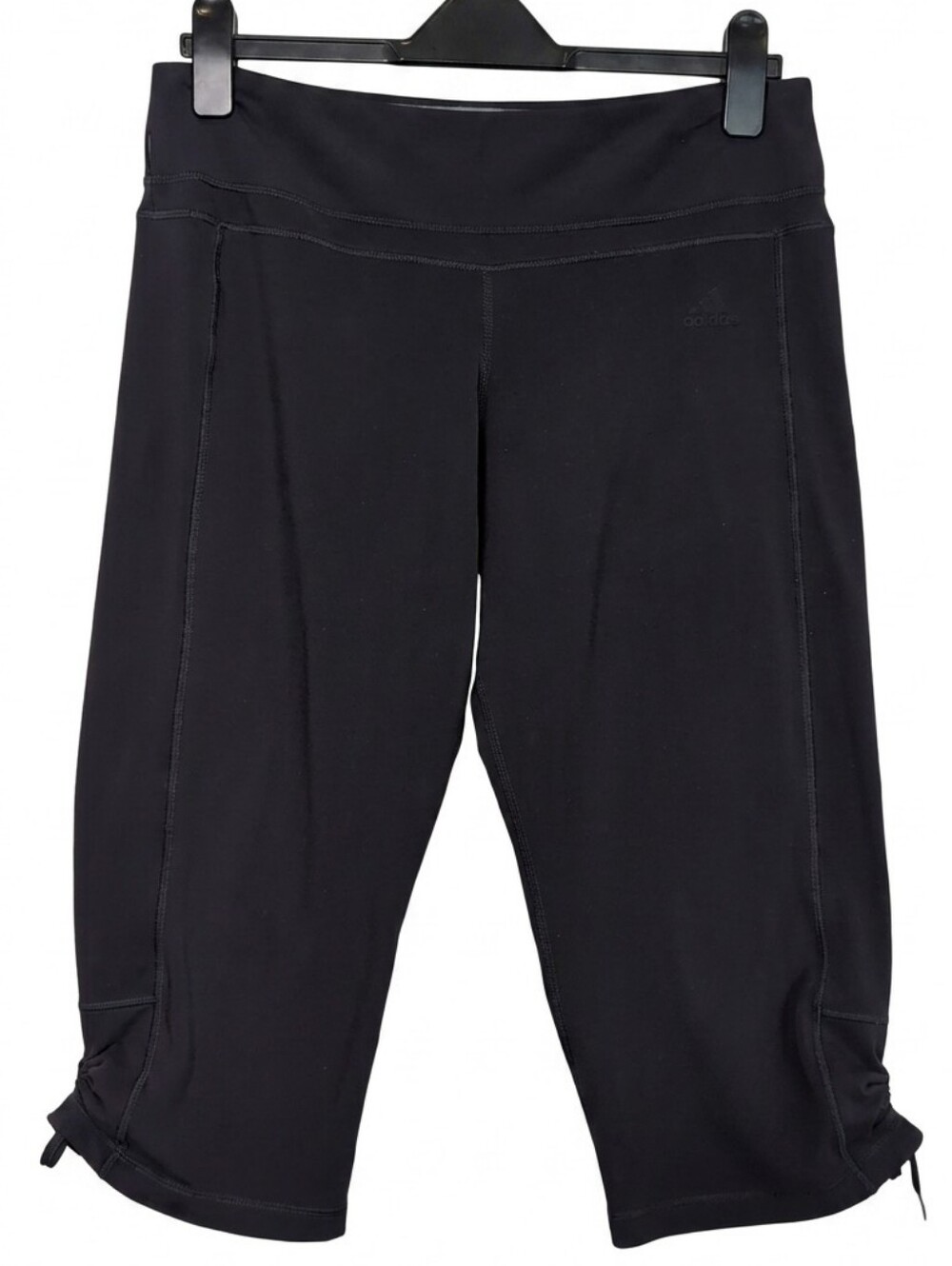Adidas Womens Cropped Active Leggings Capris Ruched Tie Hem Size Large Grey
